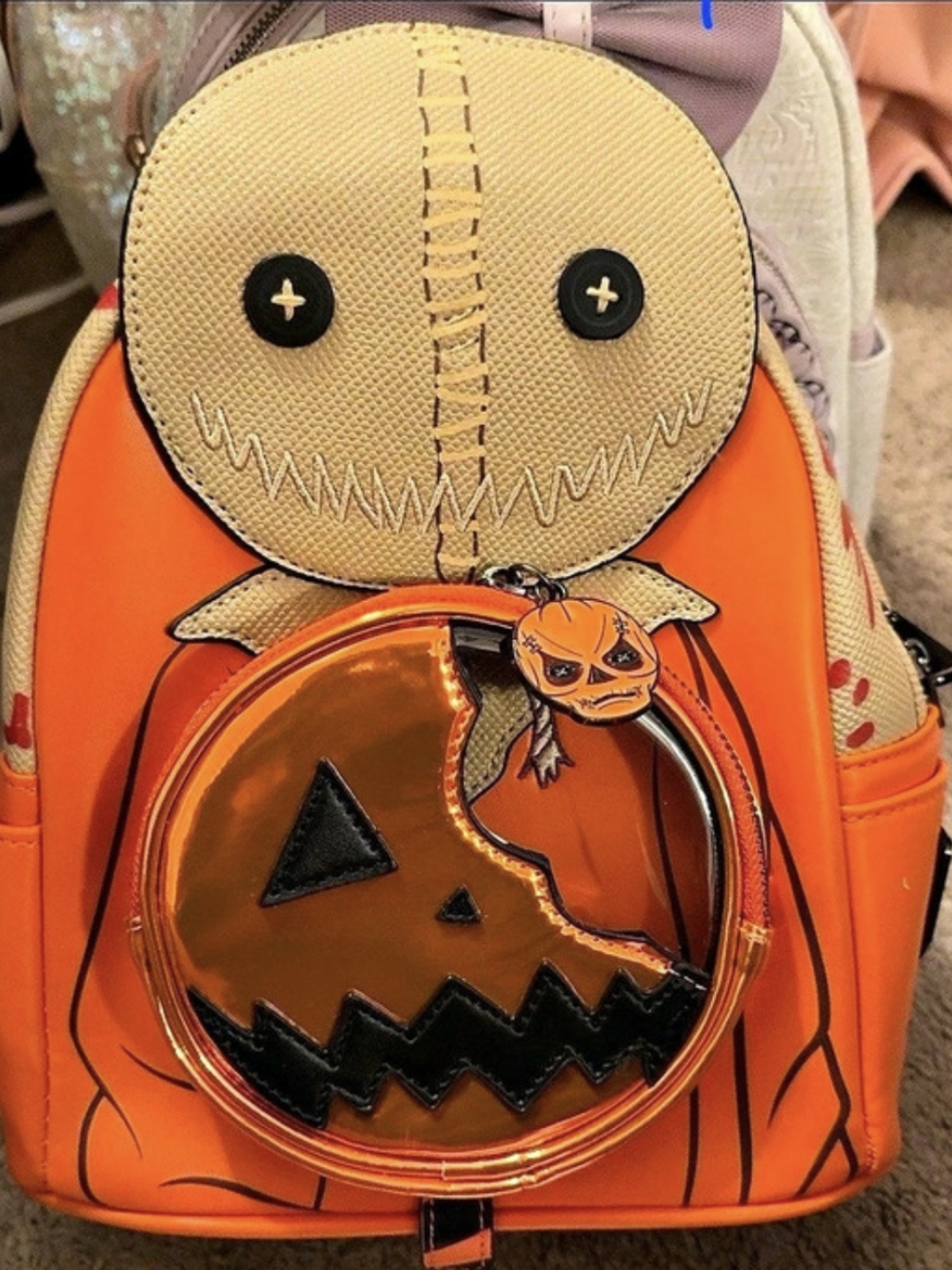Loungefly Sam Trick 'r Treat Pumpkin Cosplay Mini Backpack Orange & Black